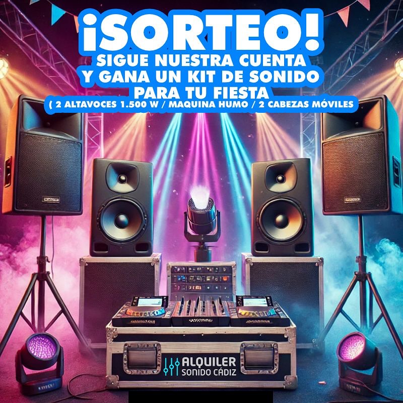 🎉✨ ¡SORTEO PARA TU FIESTA! 🎶🔥

¿Tienes un evento a la vista? ¡Queremos que suene y brille como nunca! En AlquilerSonidoCádiz sorteamos un kit de sonido y luces para que tu fiesta sea inolvidable. 🎤💃

🎁 ¿Qué incluye el premio?
🔊 2 altavoces de 1500W para un sonido potente y envolvente.
💨 Máquina de humo para darle ese toque épico a la pista de baile.
🎭 2 cabezas móviles para iluminar y animar el ambiente.

📢 ¿Cómo participar?
1️⃣ Sigue a @AlquilerSonidoCádiz
2️⃣ Dale like a esta publicación ❤️
3️⃣ Menciona a 2 amigos fiesteros en los comentarios (¡puedes comentar varias veces para más oportunidades!).
4️⃣ Comparte esta publicación en tus stories y etiqueta a @AlquilerSonidoCádiz para sumar una participación extra.

📅 El sorteo finaliza el 15 DE MARZO 2025 y anunciaremos al ganador el 16.

¡No dejes pasar esta oportunidad y haz que tu fiesta sea legendaria! 🎶🔥

#Sorteo #FiestaPerfecta #SonidoPro #IluminaciónEventos #AlquilerSonidoCádiz