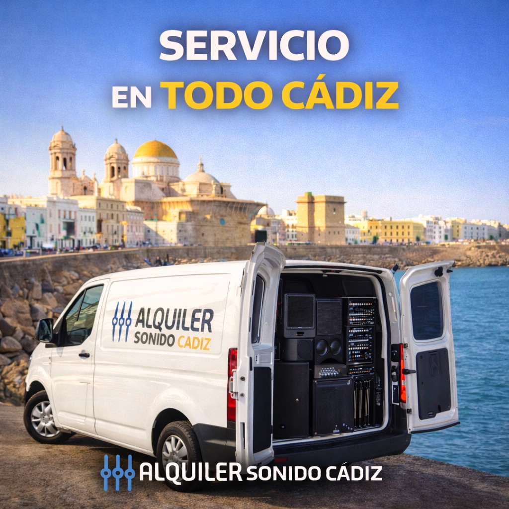 🚐 SERVICIO EN TODO CÁDIZ

En Alquiler Sonido Cádiz llegamos donde nos necesites.
Contamos con logística propia y material profesional para dar servicio en cualquier punto de la provincia, con la misma calidad y profesionalidad.

Trabajamos en:
• Cádiz capital y provincia
• Playas, fincas y espacios abiertos
• Salones, teatros y recintos
• Eventos privados y corporativos

🔊 Equipos profesionales de sonido
🛠️ Montaje y soporte técnico
🚐 Transporte propio y puntualidad
🎶 Experiencia en todo tipo de eventos

Donde haya un evento, allí estamos.

📞 622 290 586
🌐 www.alquilersonidocadiz.com

Consúltanos sin compromiso.